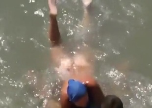 Voyeur busts nudists in the sea. that blowjob tasted salty be incumbent on total !!!