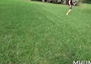 Excellent blonde teenaged gets drilled doggy style on a picnic