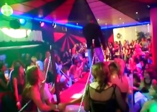 Party babes have lark with stripper